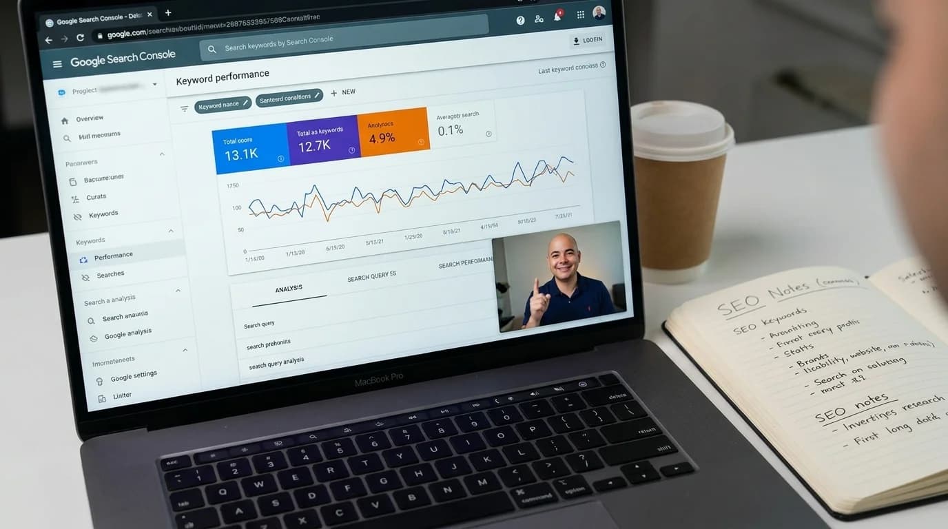 Live consultation session showing Google Search Console strategy on screen
